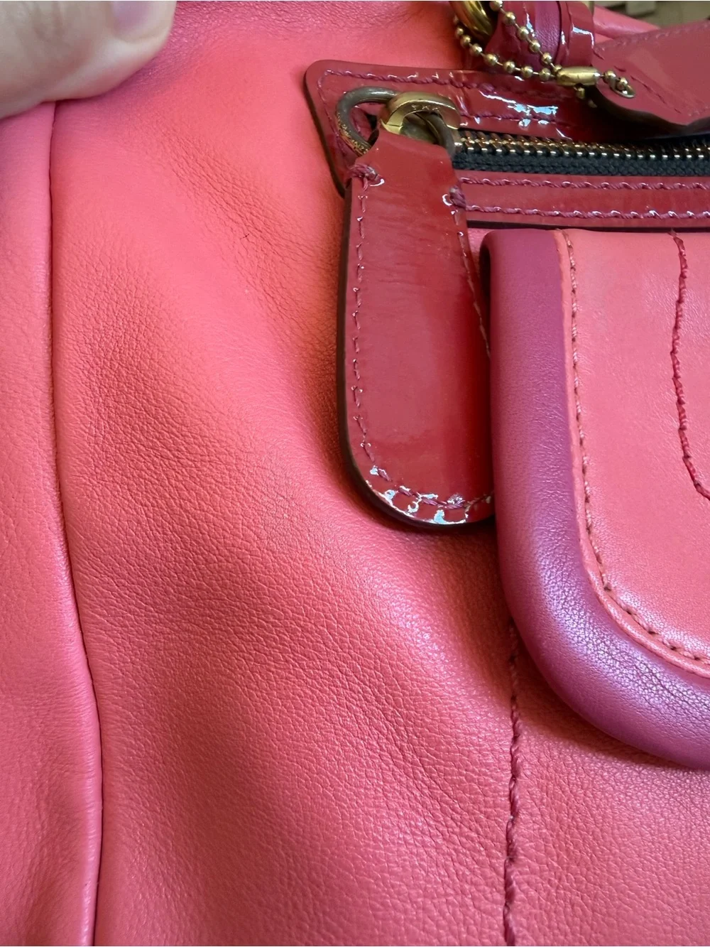 Coach Coral Pink Leather Shoulder Bag